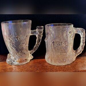 Vintage "The Flintstones" Glass Mugs McDonalds-Rocdonalds 1993. Set of 2.